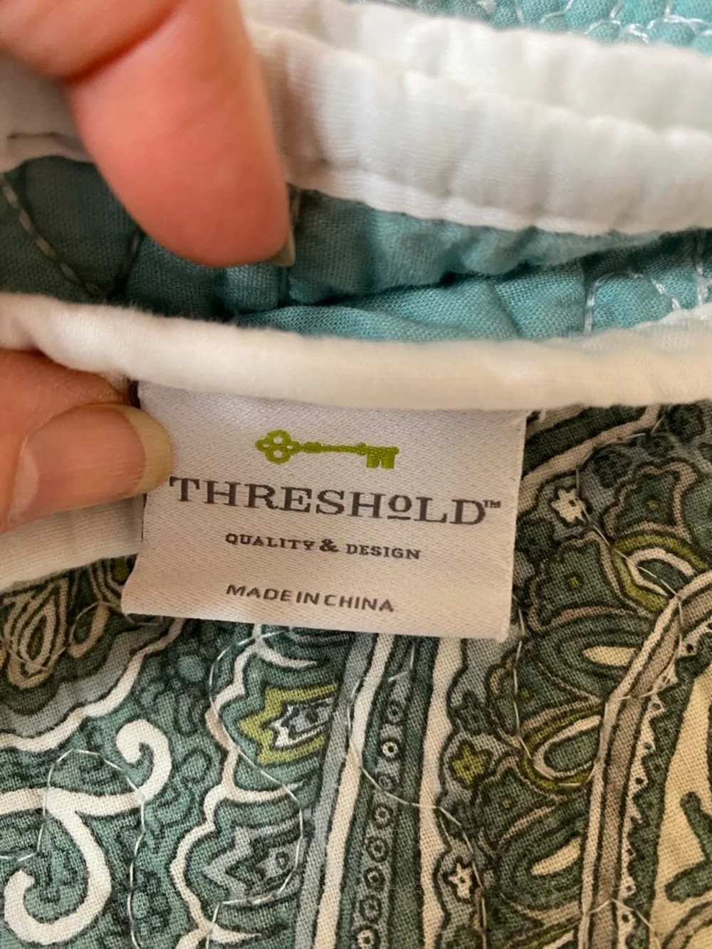 Threshold blue Quilted Bedspread -floral stitching Blue Coverlet